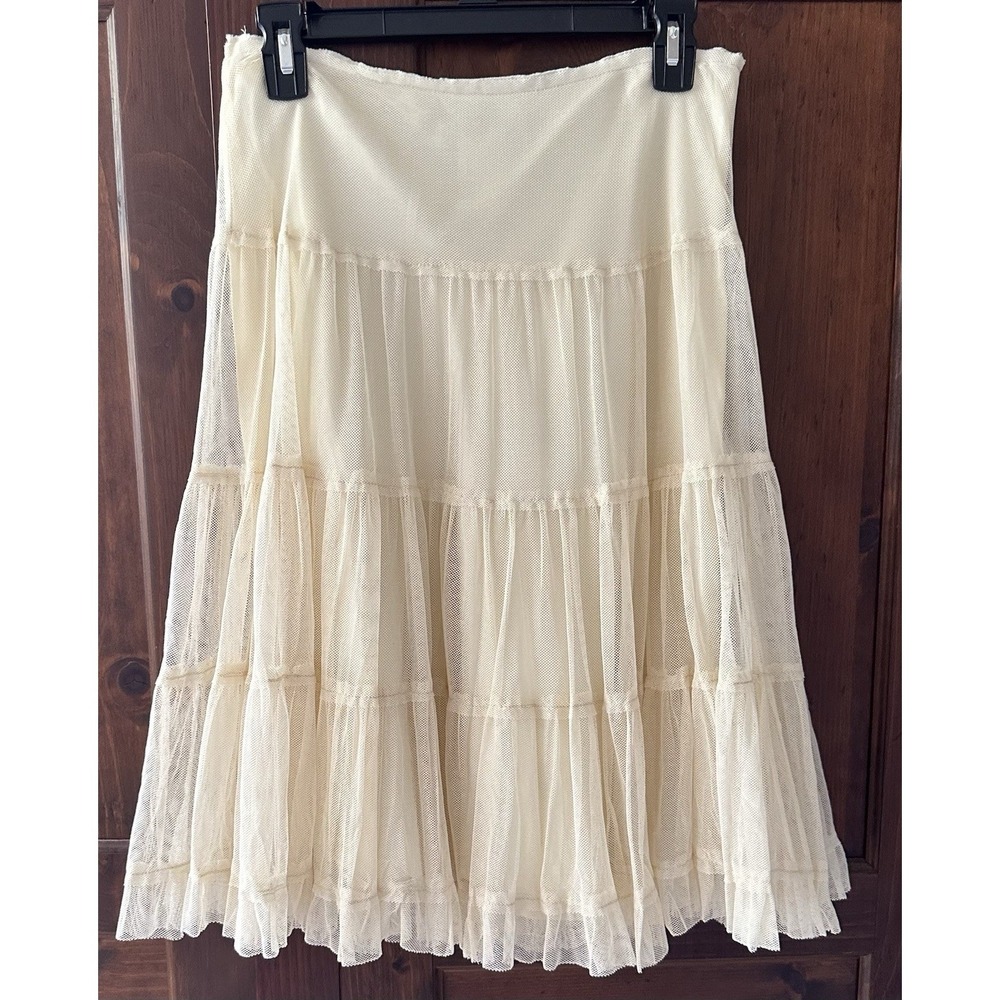 Anna‎ Maria By Marbler Skirt Made in Italy 28" Ivory Size 8 VTG Coquette Y2K